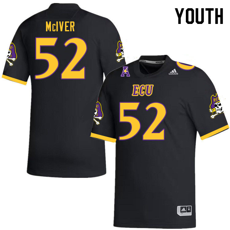 Youth #52 Xavier McIver ECU Pirates 2023 College Football Jerseys Stitched-Black